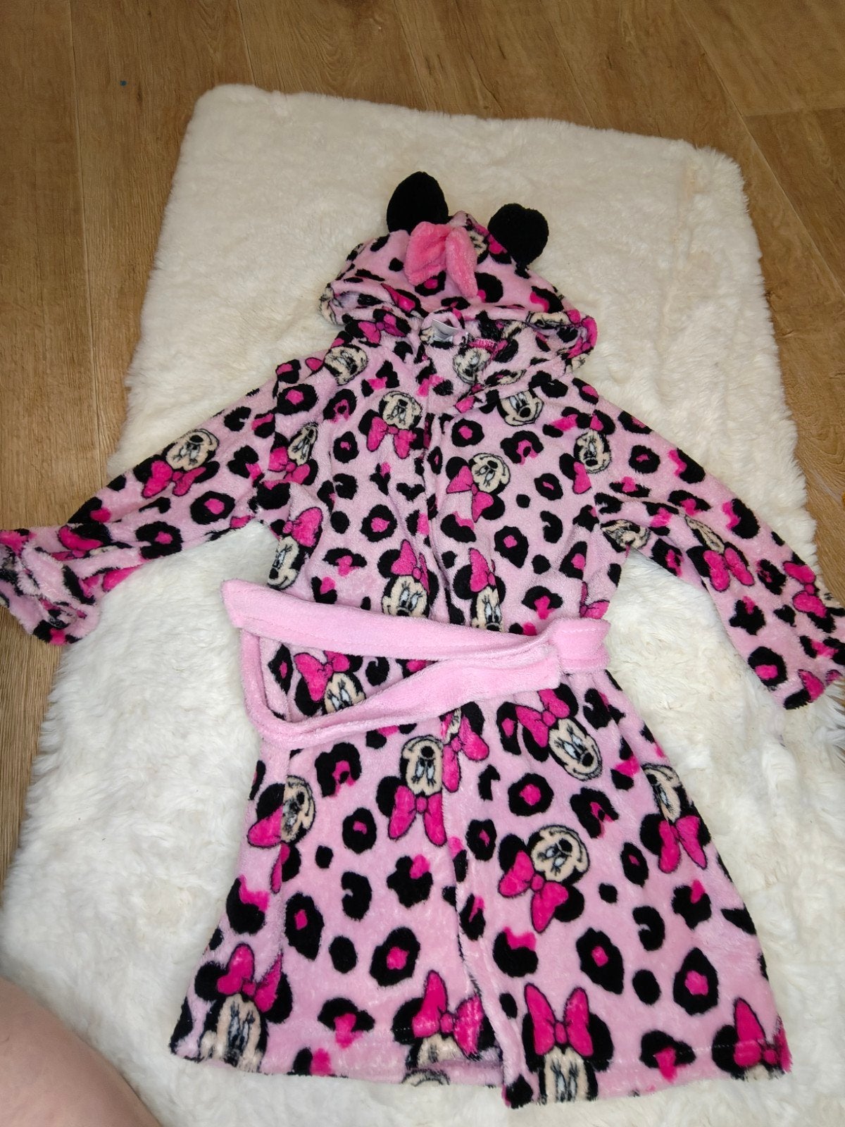 Roze Minnie Mouse badjas met luipaardprint, Kleding | Dames, Disney, Ophalen of Verzenden, Zo goed als nieuw, Maat 38/40 (M)