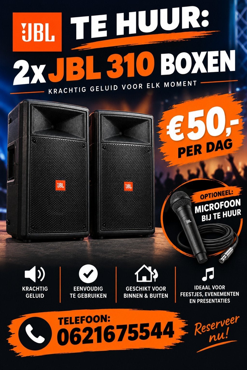 2x JBL 310 te huur