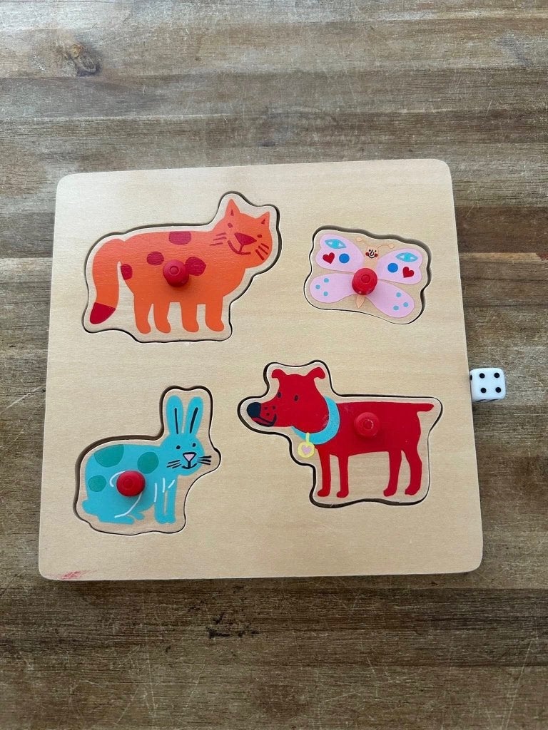 Houten knoppuzzel HEMA huisdieren (zgan), Gebruikt, Ophalen of Verzenden, Van hout, Minder dan 10 stukjes