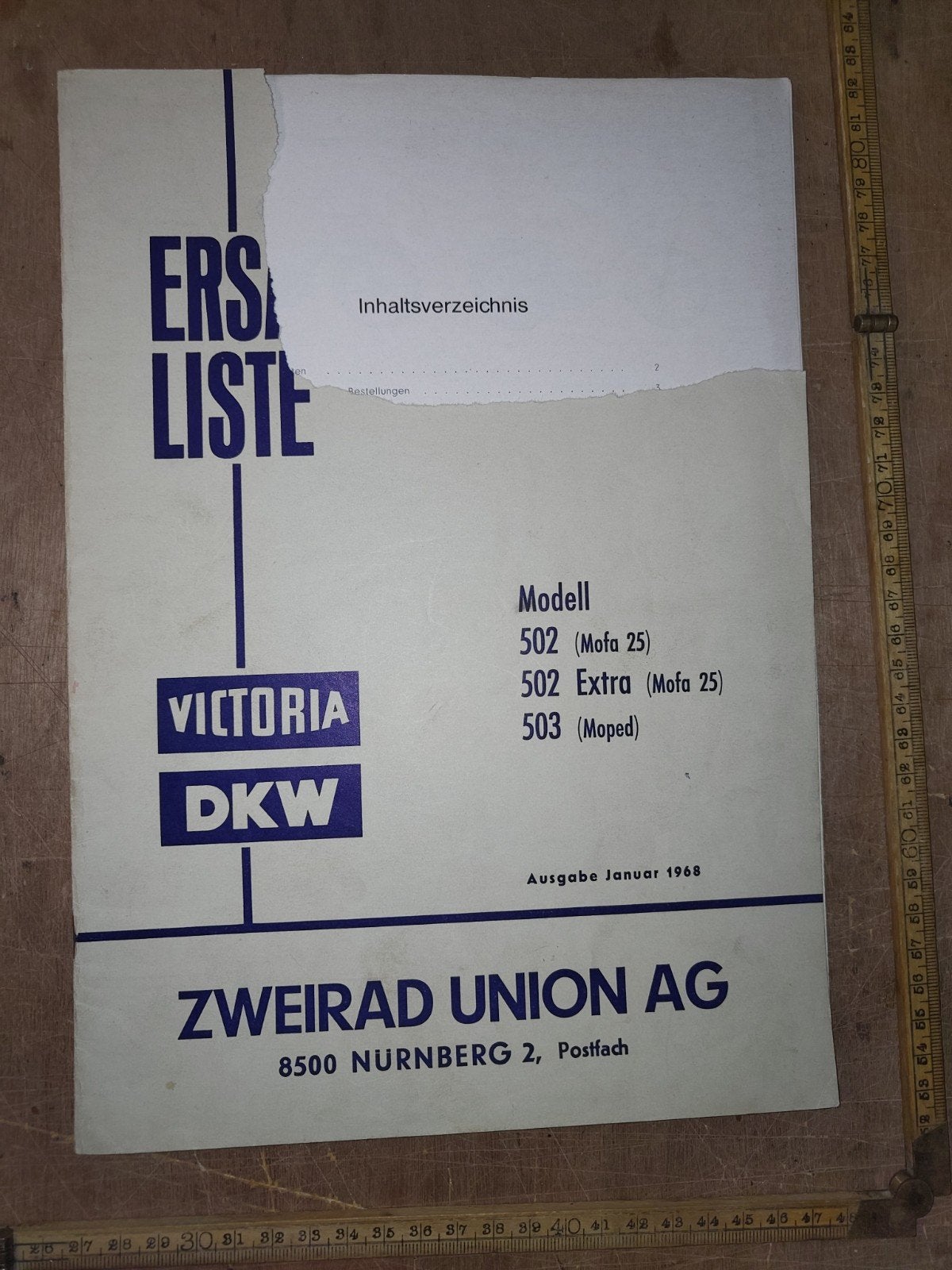 Onderdelen catalogus DKW 502, 503  1968, Ophalen of Verzenden