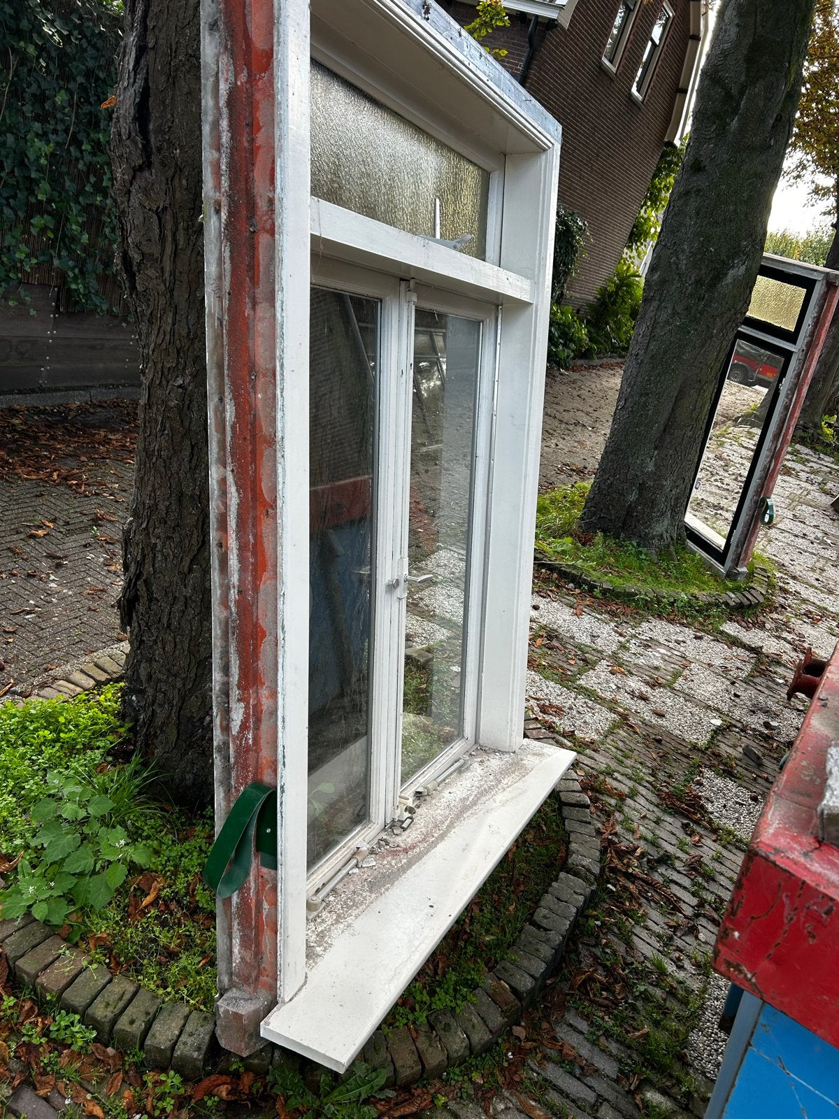 2x Kozijn met dubbelglas en bovenlicht, Ophalen, Gevelraam of Ruit, Gebruikt, Minder dan 80 cm