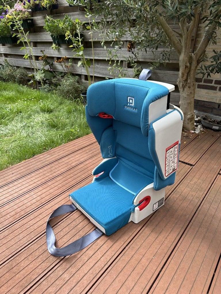 PurSeat opvouwbare autostoel, Autogordel of Isofix, Afneembare rugleuning, Zo goed als nieuw, 9 t/m 36 kg