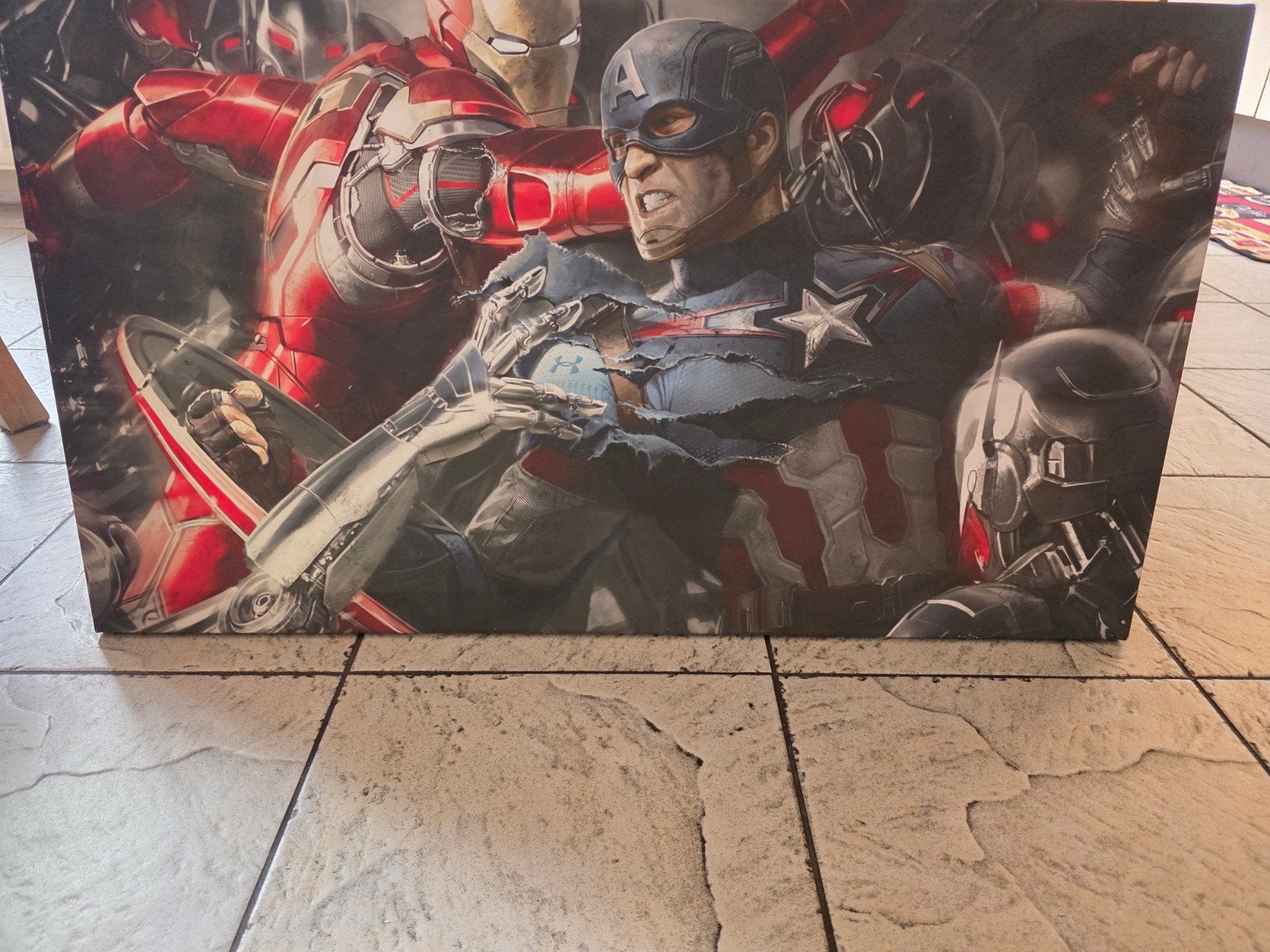 Marvel Avengers Canvas Schilderij -Iron Man, Captain America, 50 – 75, Ophalen of Verzenden, Zo goed als nieuw, Schilderij