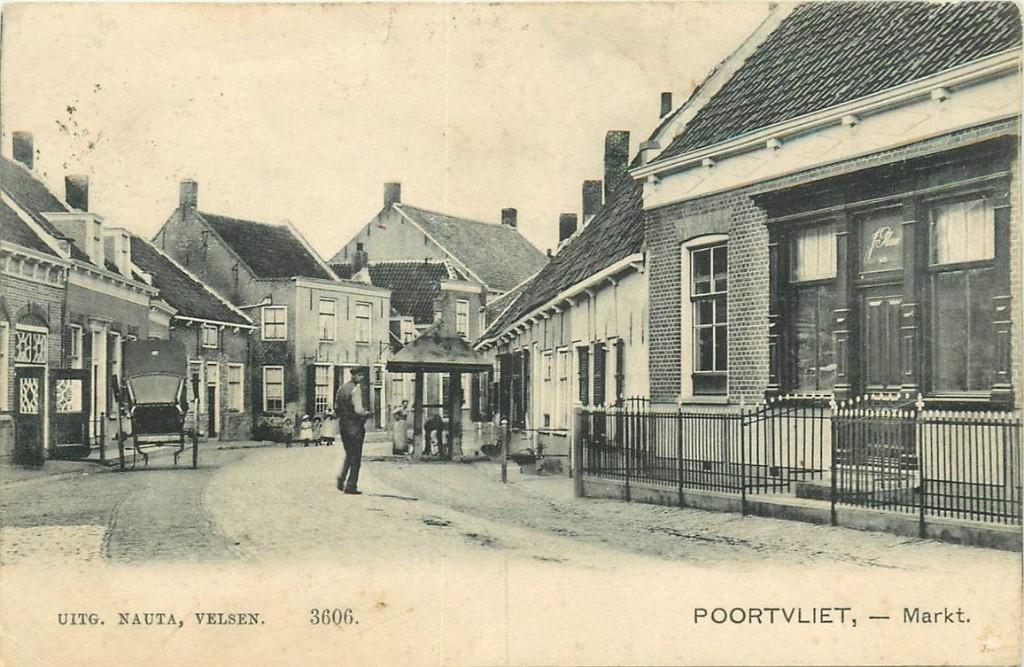 701-362-049 Poortvliet Markt, Verzamelen, Ansichtkaarten | Nederland, Verzenden, Voor 1920, Zeeland