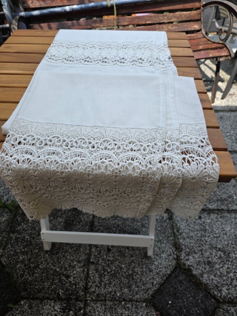 1 Gordijn met kant, Huis en Inrichting, Overige materialen, 142 cm, Gebruikt, 182 cm