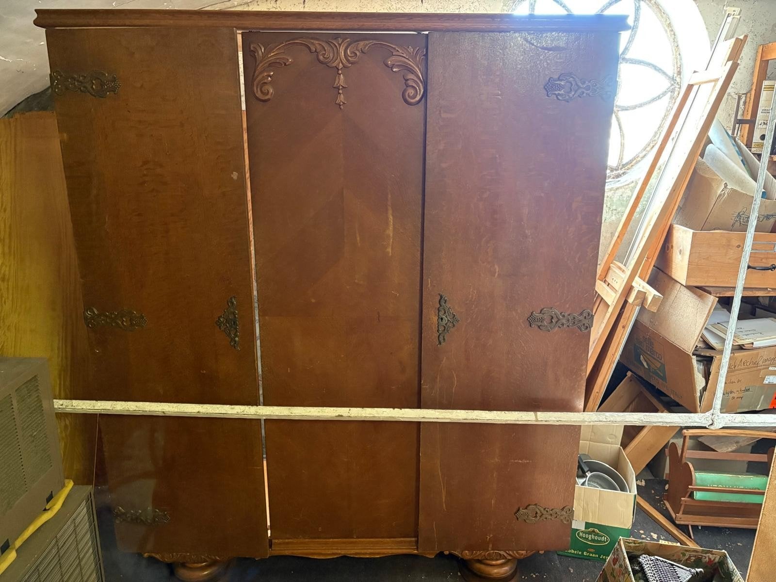 antieke kledingkast uit jaren 1950 - 159x50x190 cm, Ophalen