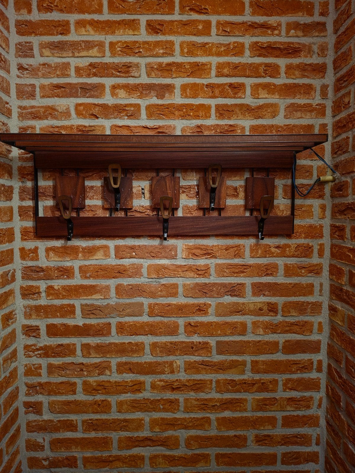 Vintage wandkapstok met hoedenplank en haken, Wandkapstok, Gebruikt, Ophalen of Verzenden, Minder dan 100 cm