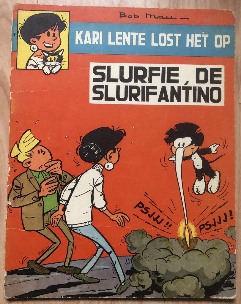 BOB MAU - KARI LENTE LOST HET OP - SLURFIE, DE SLURIFANTIN0, Eén stripboek, Ophalen of Verzenden, Zo goed als nieuw