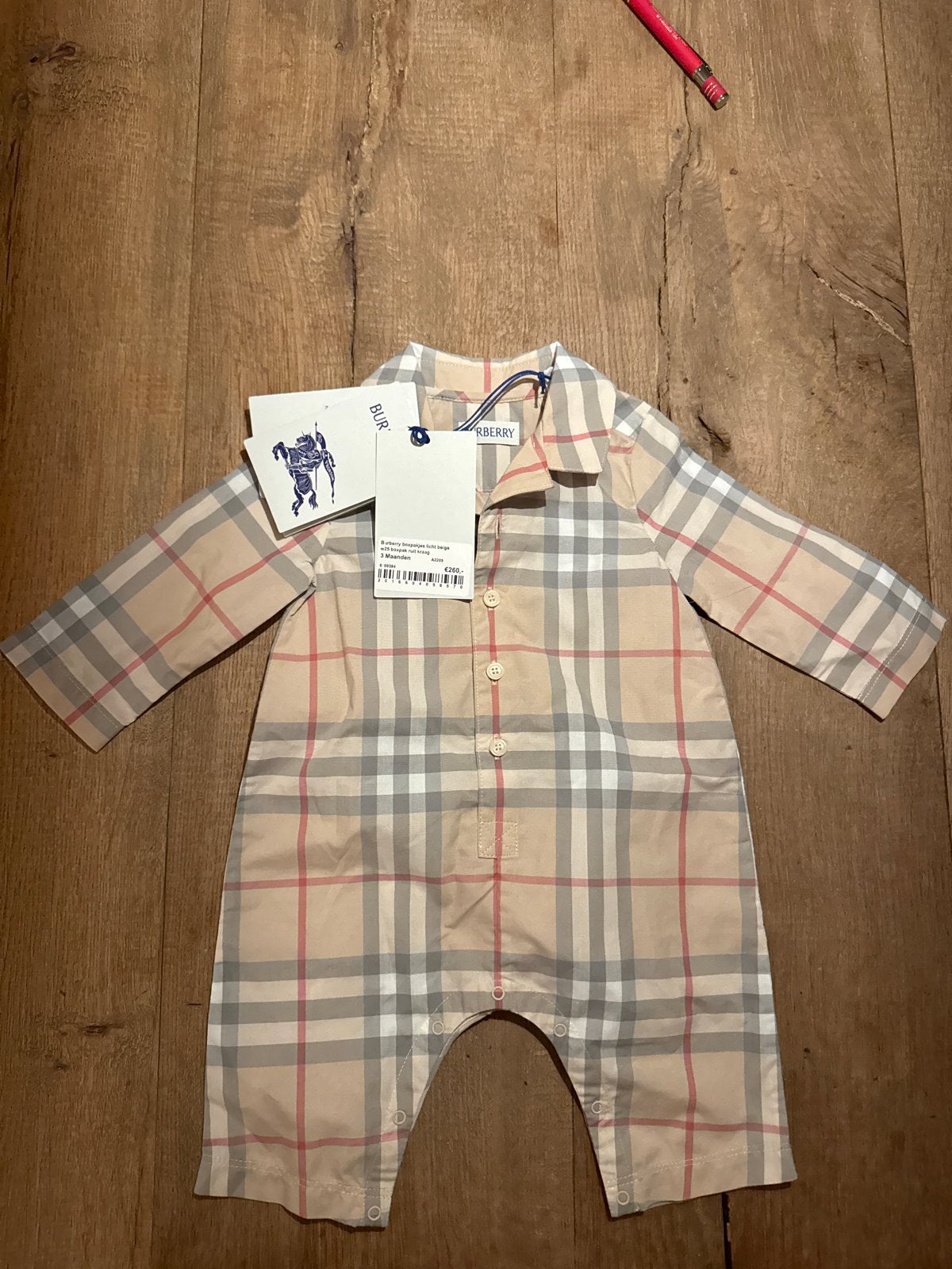 Burberry boxpakje licht beige ruit, 3 maanden, Ophalen of Verzenden, Nieuw, Jongetje of Meisje