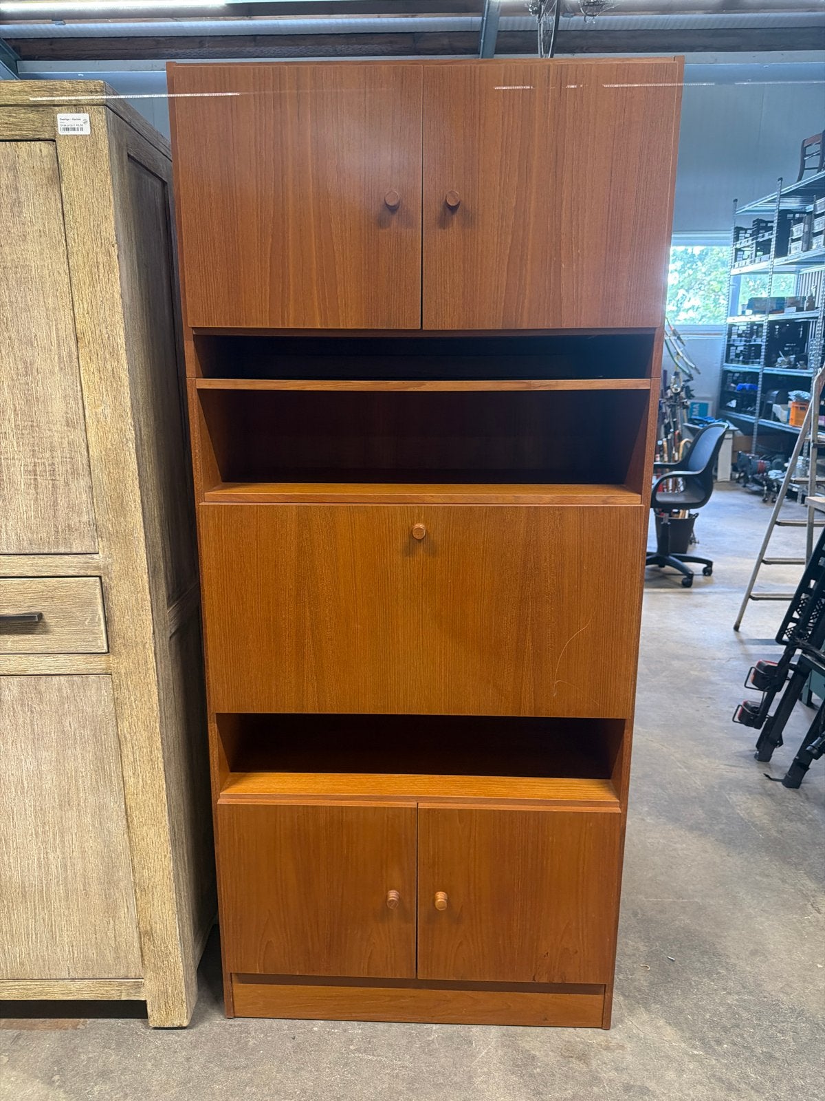 Domino Deens Design Teak Houten Kast met Bureau, Ophalen, Gebruikt