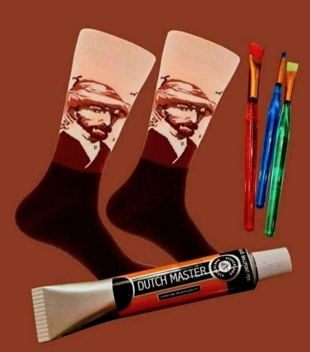 VINCENT VAN GOGH SOKKEN + TUBE VERF (PEN) + PENSELEN (DECO), Ophalen of Verzenden, Nieuw