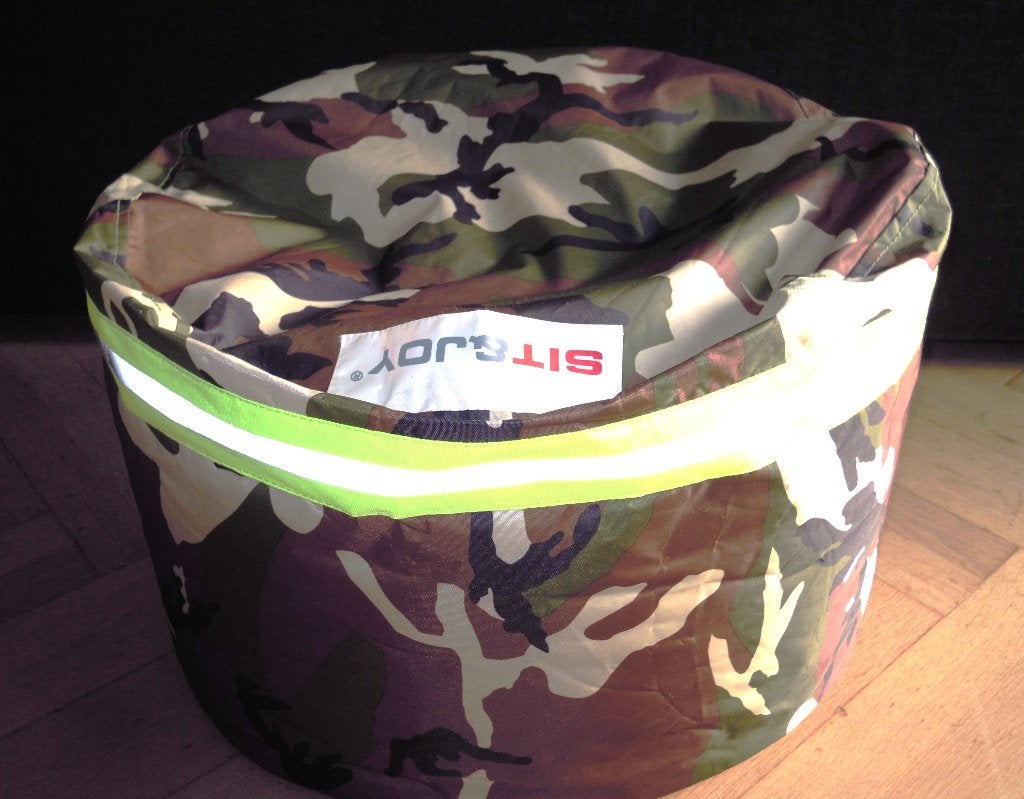 Mooie nylon zitzak in camouflagekleur: doe een bod!, Huis en Inrichting, Ophalen, Zo goed als nieuw, Meerkleurig, Zitzak