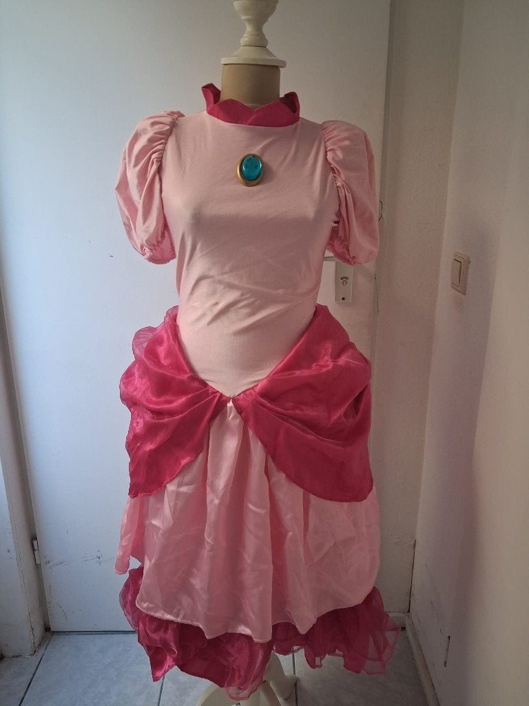 Prinses Peach kostuum, kroon en paraplutje - Maat M, Ophalen of Verzenden, Nieuw, Kostuum, Carnaval