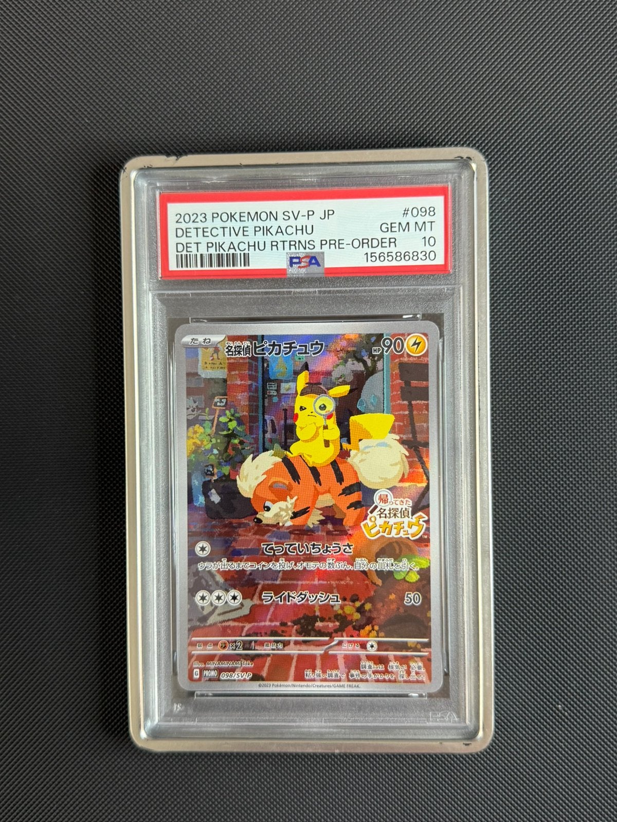 (PSA 10) Detective Pikachu (SV-P 098) - icluding case, Ophalen of Verzenden, Nieuw, Losse kaart, Foil
