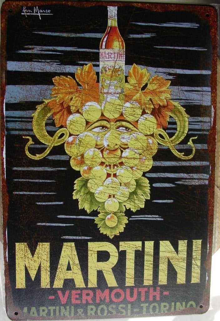 MARTINI VERMOUTH REKLAME -METAAL-, Verzamelen, Ophalen of Verzenden, Gebruikt, Reclamebord
