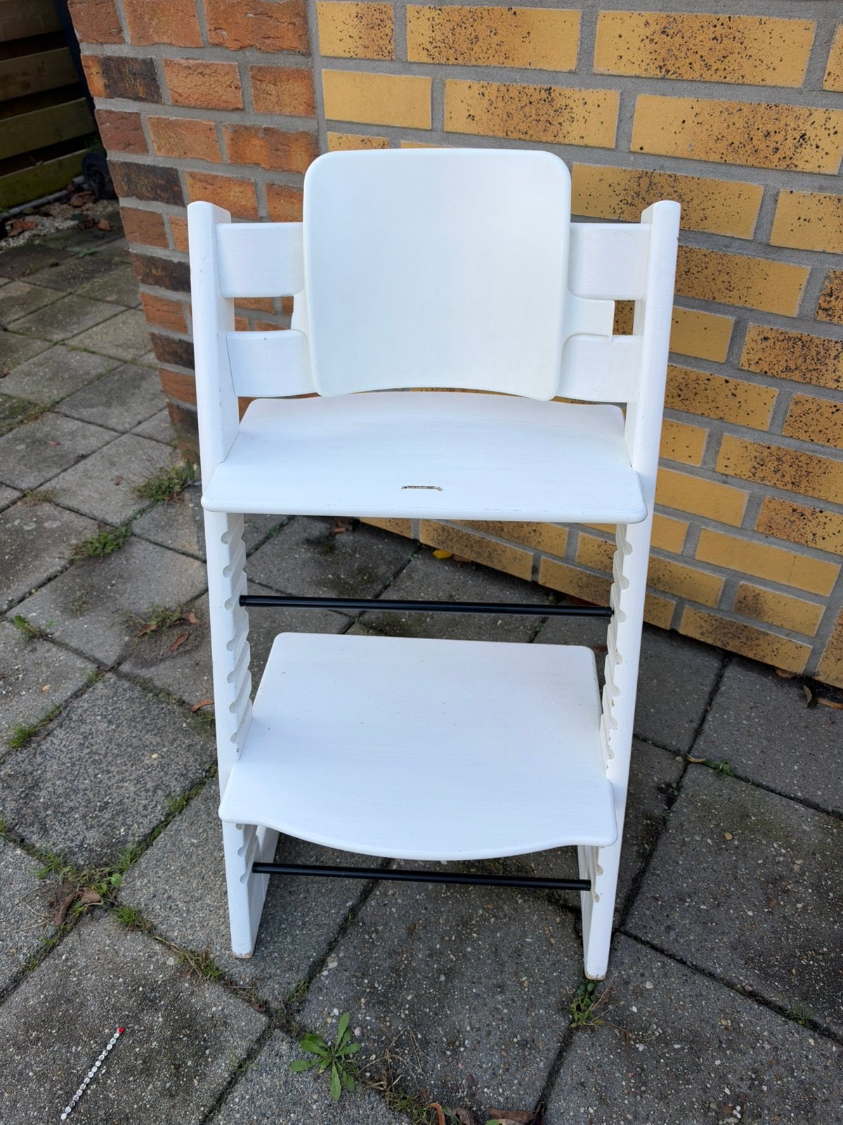 Stokke tripp trapp kinderstoel wit triptrap rugsteun, Ophalen, Gebruikt, Meegroeistoel, Aanschuifbaar