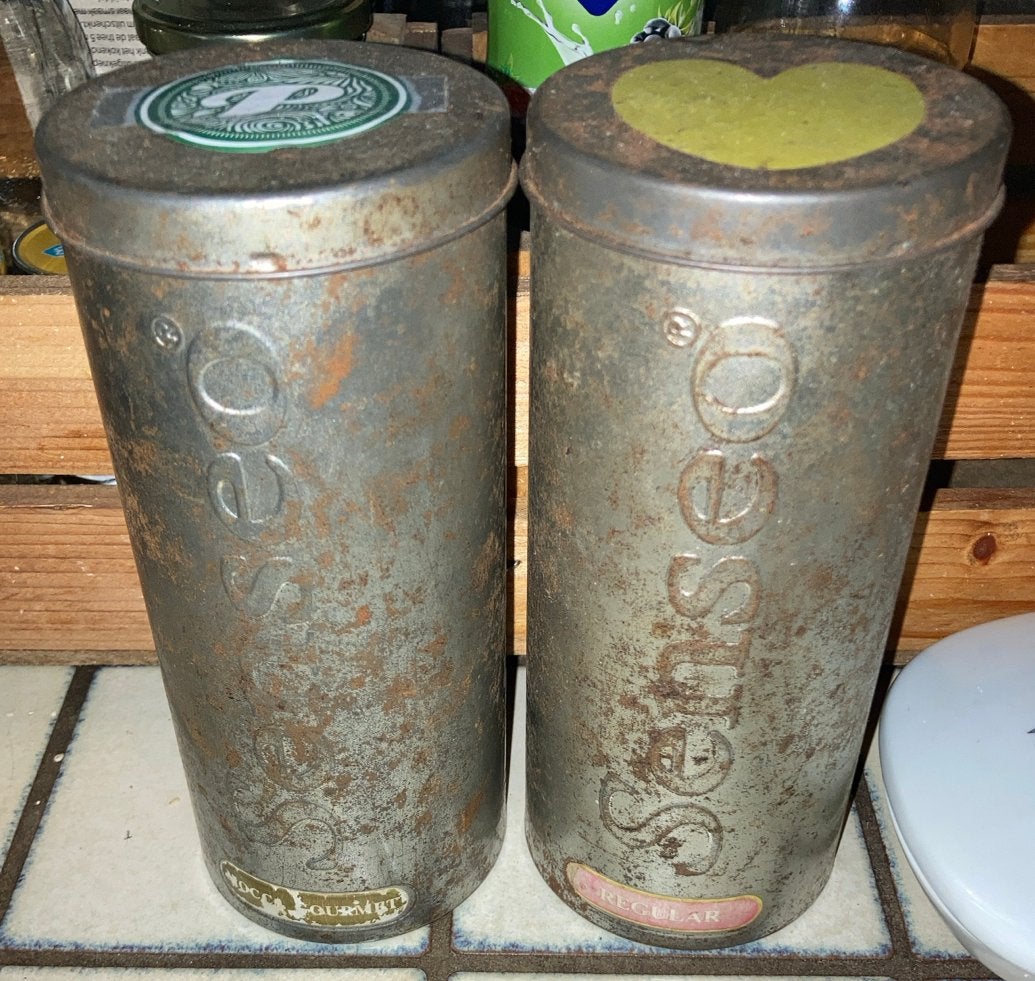 Set van 2 vintage senseo blikken - decoratief, Ophalen of Verzenden