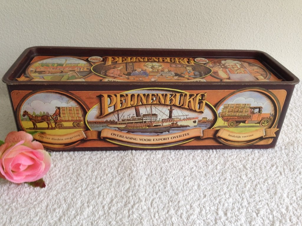 🤎Vintage KOEKBLIK/ Trommel van Peijnenburg uit 1983., Ophalen of Verzenden, Gebruikt, Koek(jes), Overige merken
