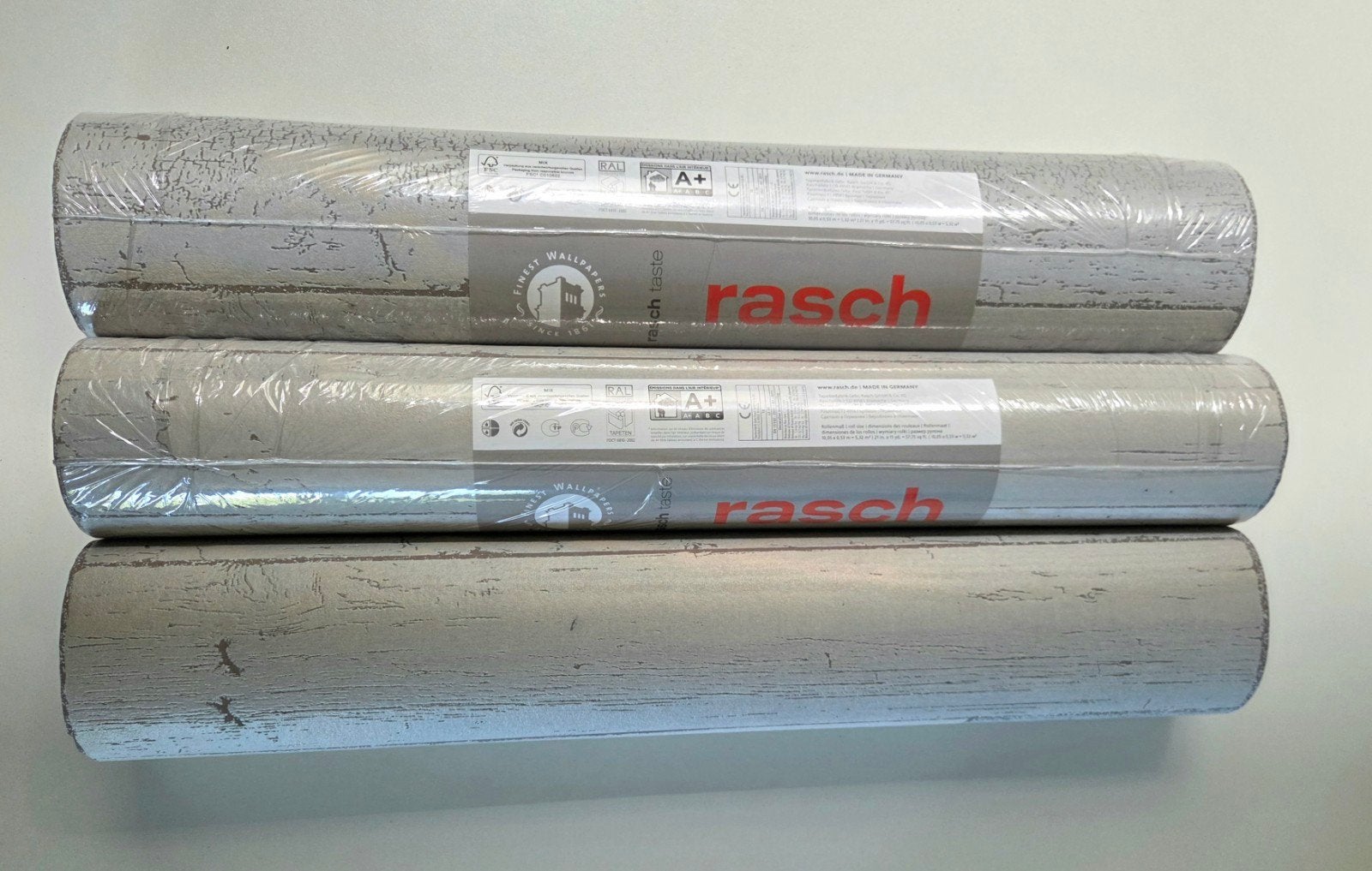 Rasch Vliesbehang Houtlook Grijs/Wit - 3 rollen, Materiaallook, Rasch, Modern, Ophalen of Verzenden