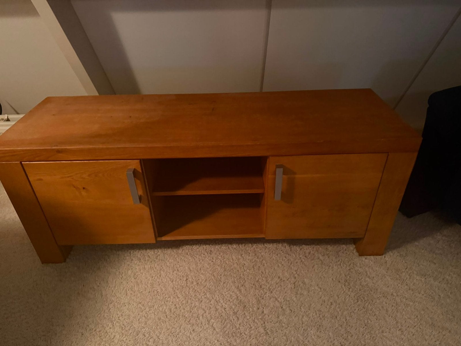 Houten TV-meubel met opbergruimte, Ophalen, Gebruikt, 100 tot 150 cm, Minder dan 100 cm