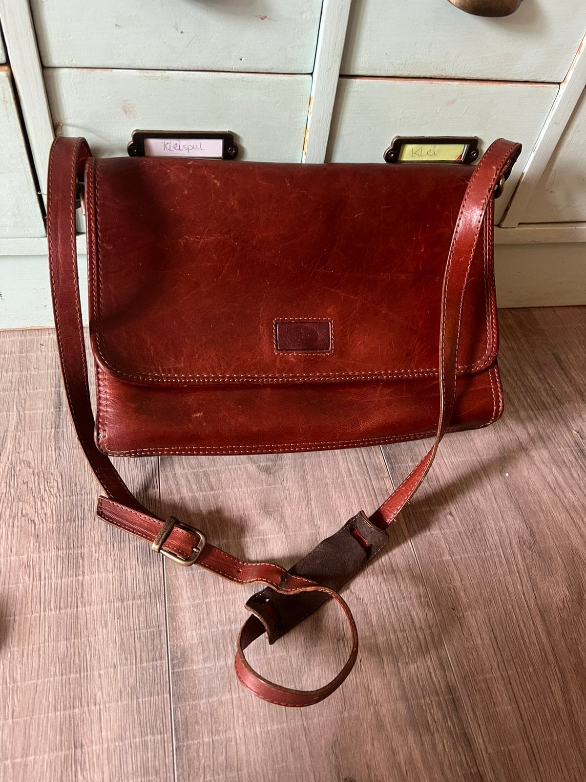 Vintage bordeauxrode leren damestas schoudertas La Moda tas, Ophalen of Verzenden, Zo goed als nieuw