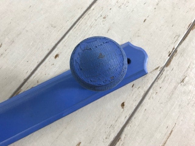 Frans houten kapstokje wand kapstokje lavendelblauw, Antiek en Kunst, Curiosa en Brocante, Ophalen of Verzenden