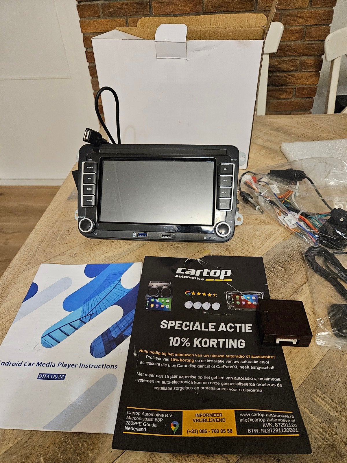 Android autoradio SH16/23  compleet met bekabeling, Verzenden, Nieuw