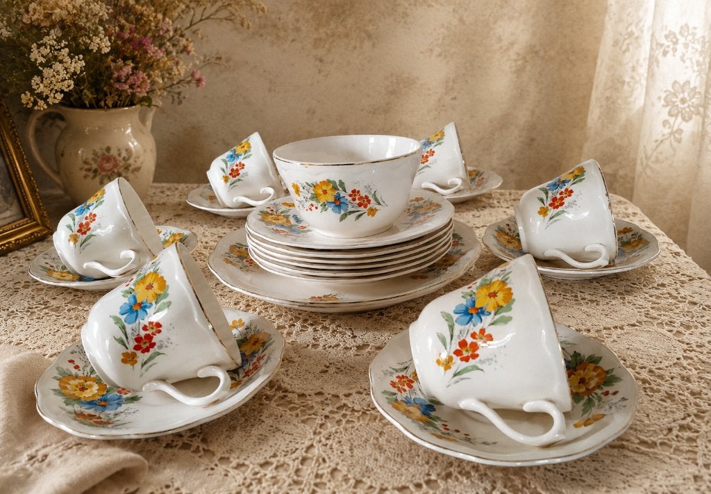 Engels koffie / theeservies met gebakstel, 20 delig, vintage, Ophalen of Verzenden