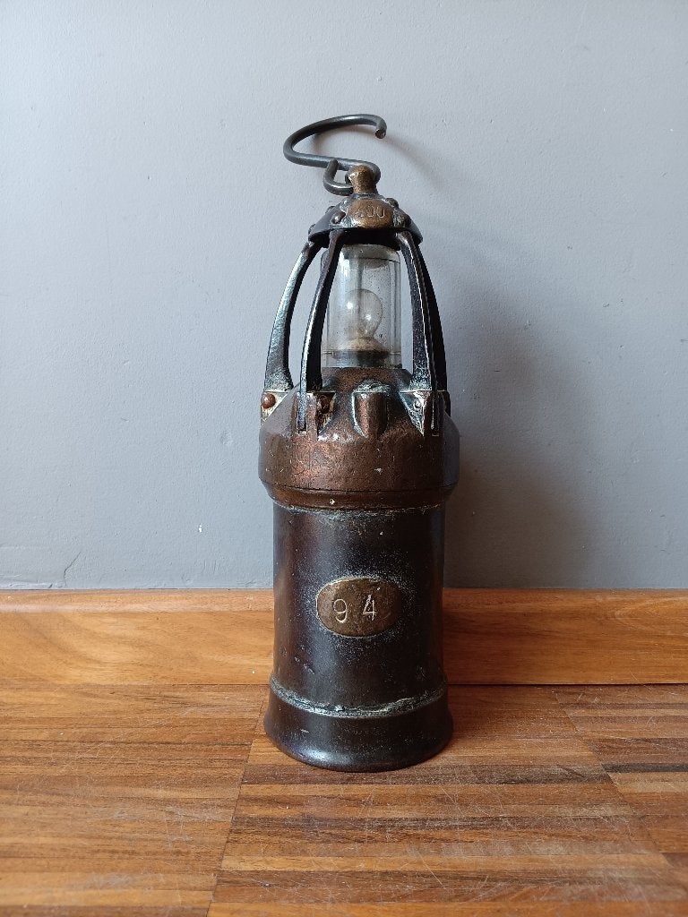 Authentieke oude mijnlamp, Antiek en Kunst, Curiosa en Brocante, Ophalen of Verzenden