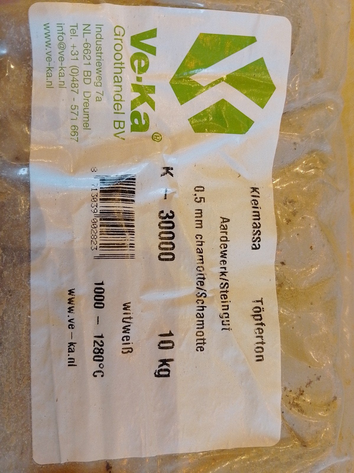 Ve-Ka Kleimassa K-30000 Aardewerk/Steingut 10 kg, Ophalen, Nieuw