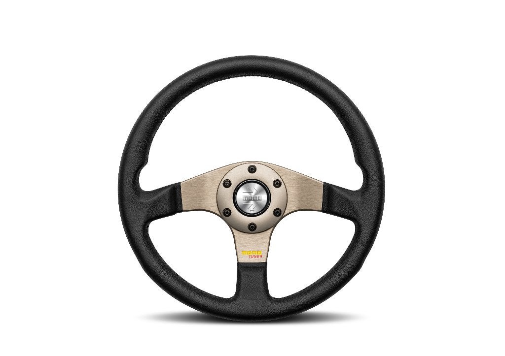 Momo Tuner 350mm Zwart Grijs Leder stuur sportstuur, Ophalen of Verzenden