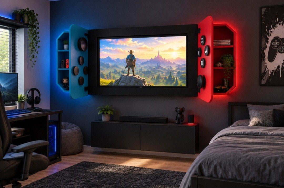 Uniek Nintendo Switch TV-frame met opbergvakken, Ophalen