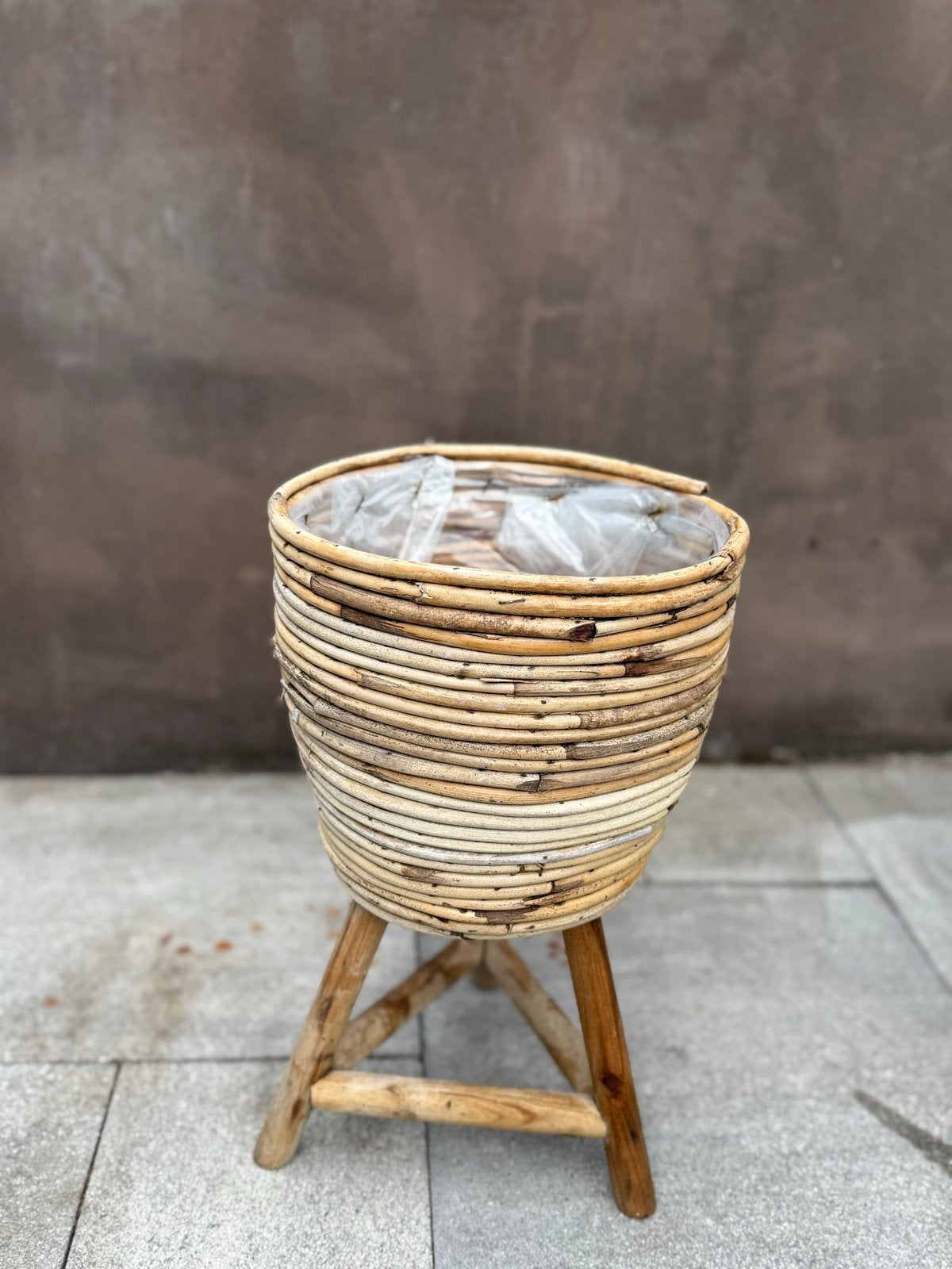 Rotan plantenbak op pootjes, Ophalen, Gebruikt, Minder dan 60 cm, Rond