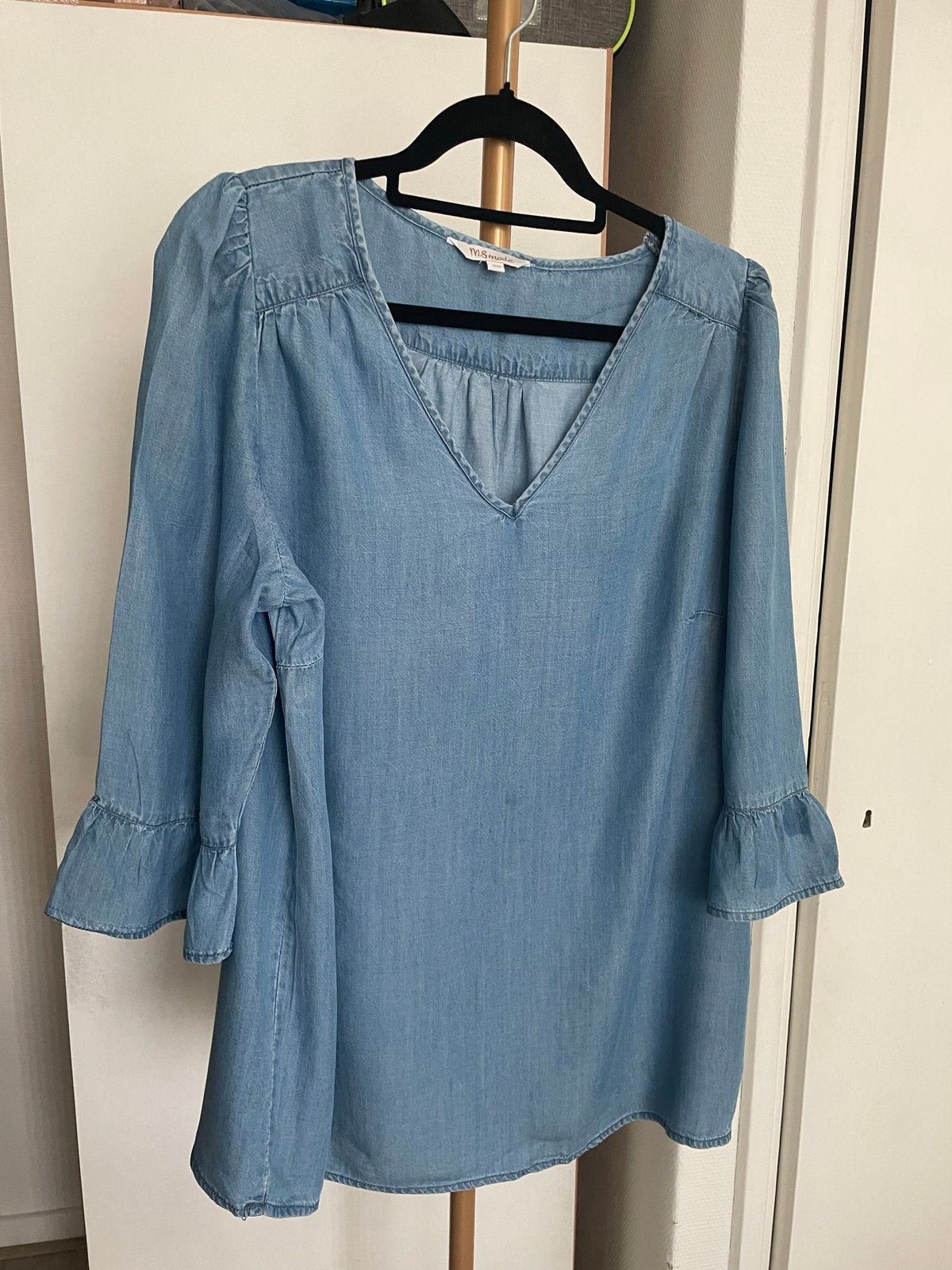 Denim blouse van M.O.D. met driekwart mouwen, Kleding | Dames, Maat 38/40 (M), Blauw, Ophalen of Verzenden, Zo goed als nieuw