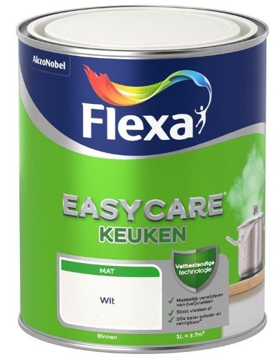 FLEXA Easycare Keuken Verf Mat Wit Binnen 1 liter, Ophalen of Verzenden