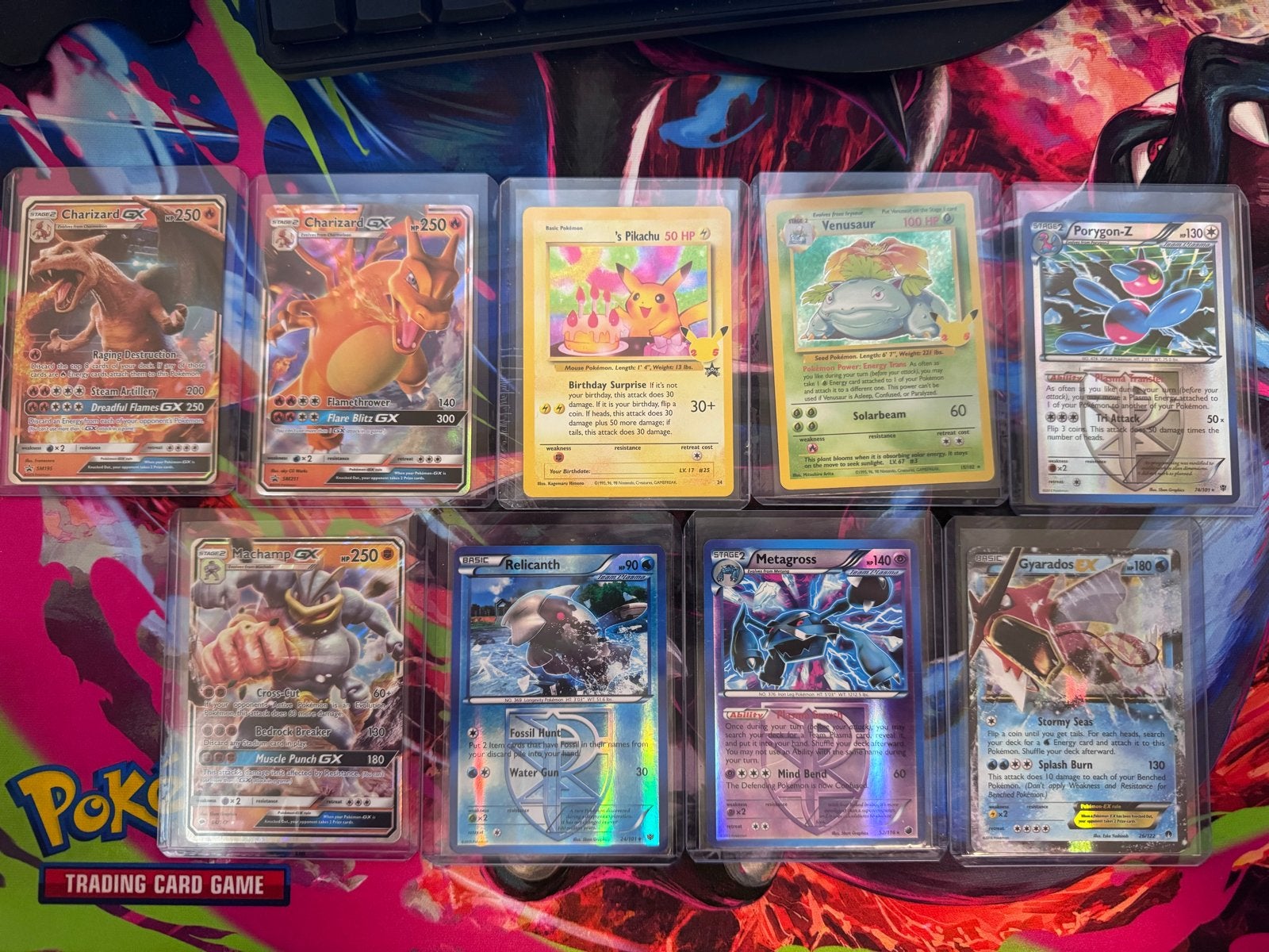 Pokémon kaarten: Charizard, Pikachu, Venusaur, Gyarados, Hobby en Vrije tijd, Verzamelkaartspellen | Pokémon, Ophalen, Gebruikt
