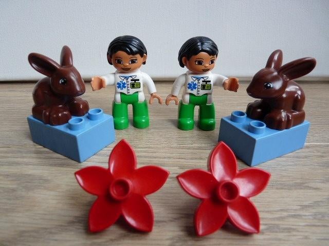* Duplo: 2 keer 5685 Dierenarts met konijn * Dieren, arts *, Gebruikt, Overige thema's, Ophalen of Verzenden, Compleet