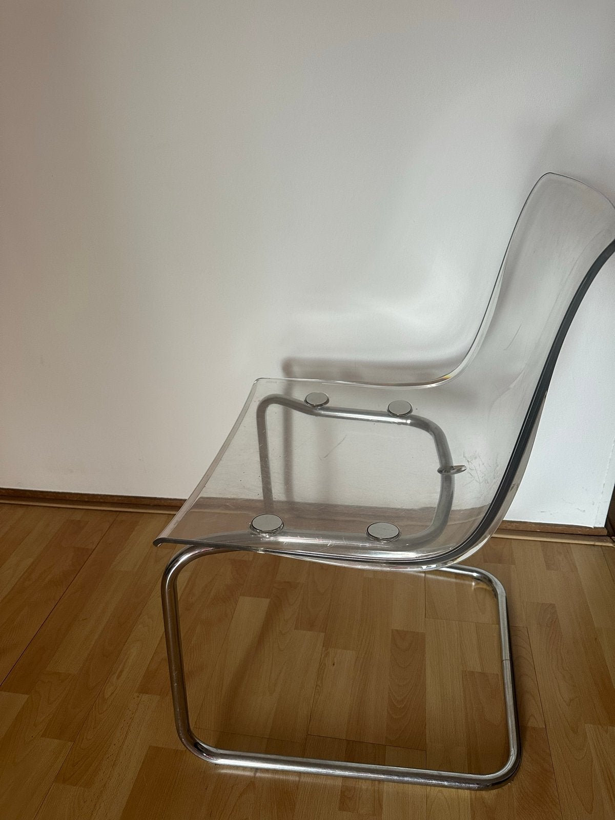 6x Ikea Transparante Stoelen met Chromen Frame Modern Design, Ophalen, Kunststof, Gebruikt, Overige kleuren
