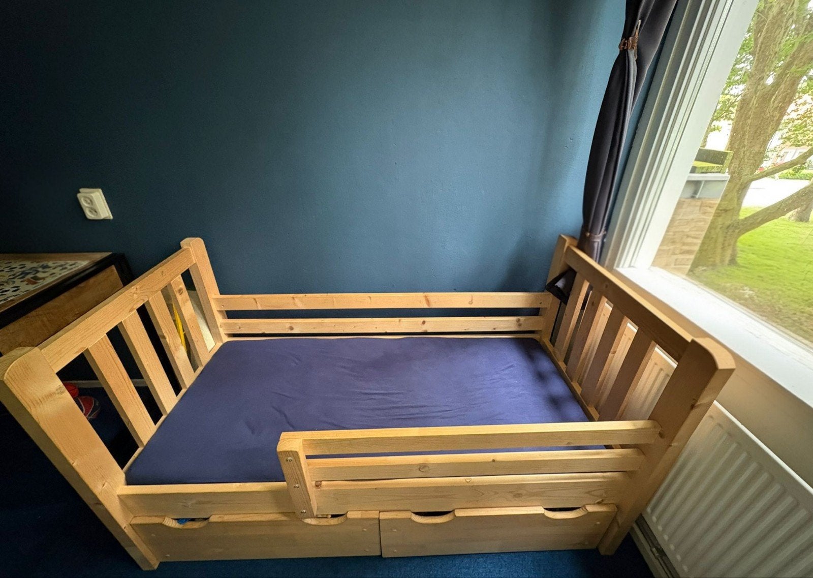 80x160 kinderbed met 2 lades en matras., Ophalen, 85 tot 100 cm, Gebruikt, 140 tot 160 cm