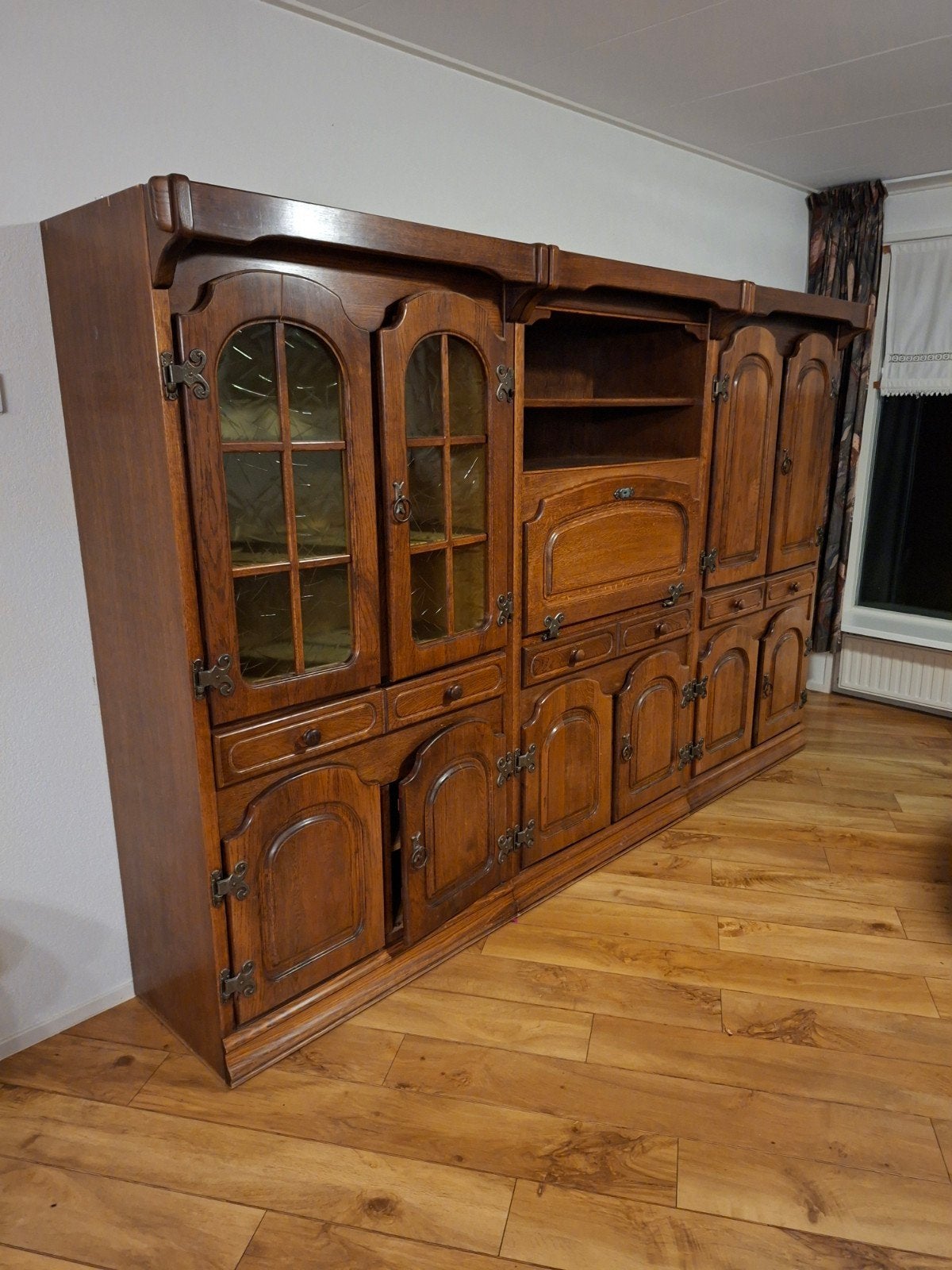3-delige massief houten wandkast - 2.90m breed, Ophalen