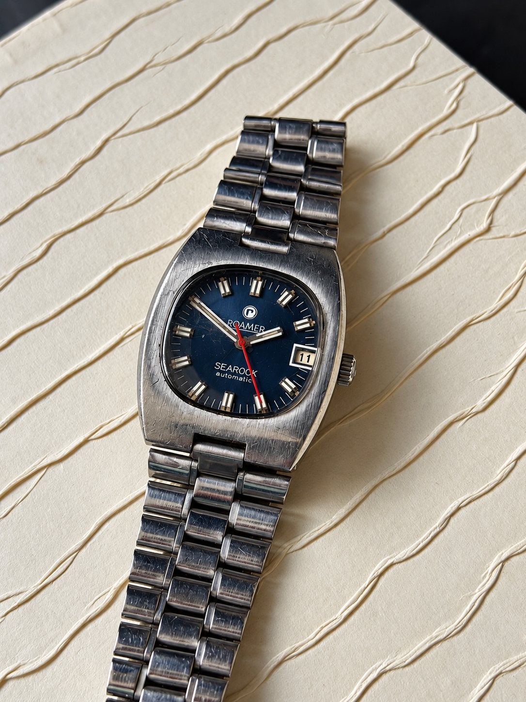Roamer Searock Automatic vintage horloge omega band original, Overige merken, Gebruikt, Ophalen of Verzenden, Overige materialen