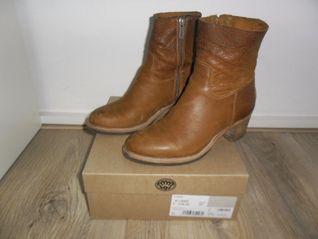 Shabbies Bruine Caramel Laarsjes met Rits en Hak Maat 39, Hoge laarzen, Ophalen of Verzenden, Zo goed als nieuw, Bruin