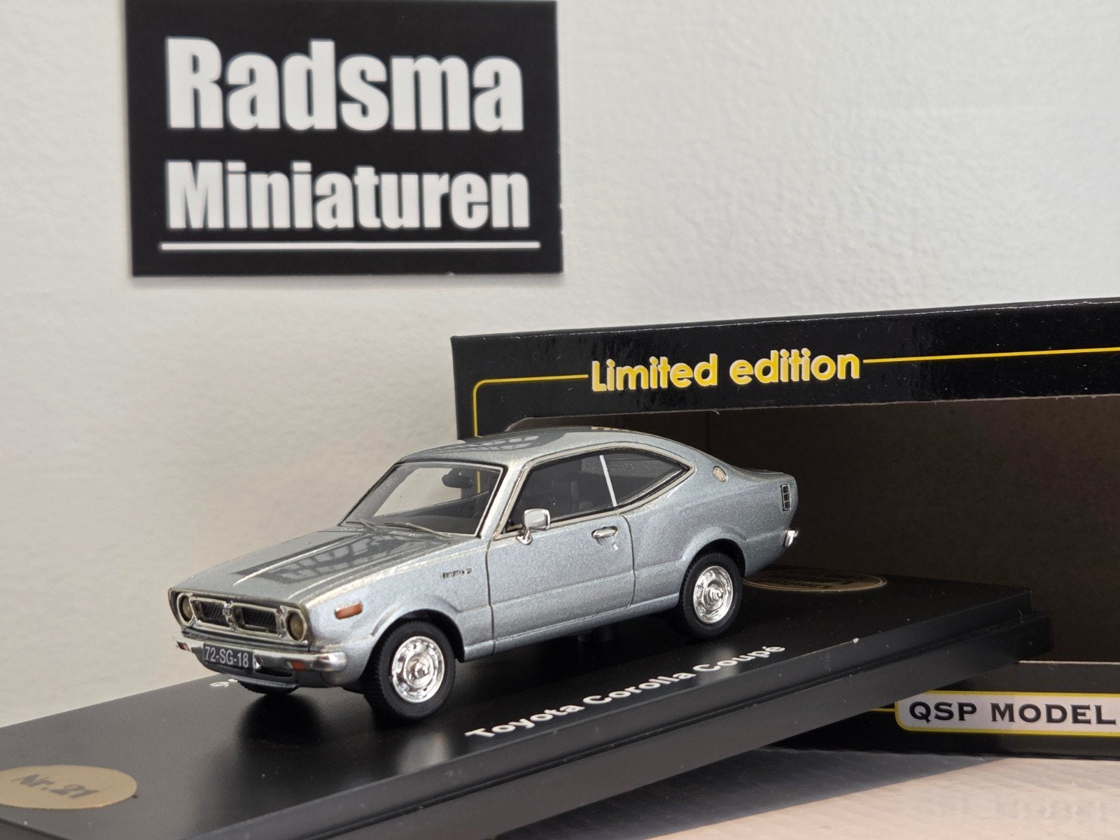 Toyota corolla Coupe KE35 - Silver - 1:43 QSP Models, Overige merken, Auto, Nieuw, Ophalen of Verzenden
