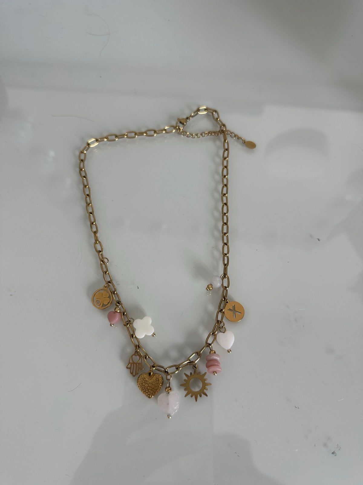 Nieuw ketting stainless steel met bedels Petronella styling, Sieraden, Tassen en Uiterlijk, Kettingen, Nieuw, Ophalen of Verzenden