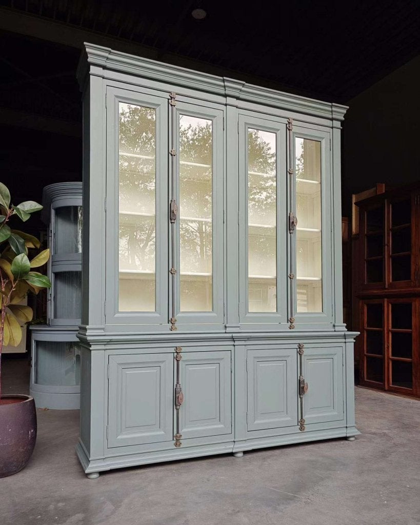 Hoge buffetkast in de kleur eucalyptus | Servieskast  #243, Niet ingevuld, Metaal, 200 cm of meer, 150 tot 200 cm