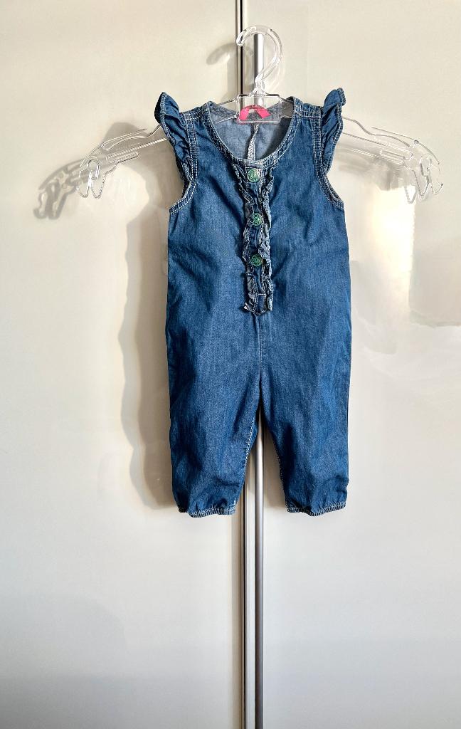 Jeans salopette (soepel stofje) meisje; Hema; maat 62, Broekje, Meisje, Ophalen of Verzenden, Zo goed als nieuw