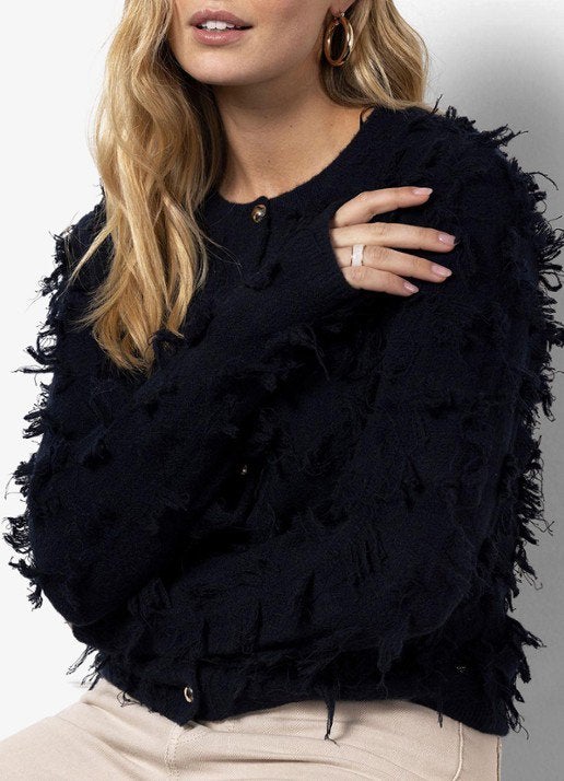 Studio anneloes anke fringe cardigan vest M donkerblauw, Maat 38/40 (M), Blauw, Ophalen of Verzenden, Zo goed als nieuw