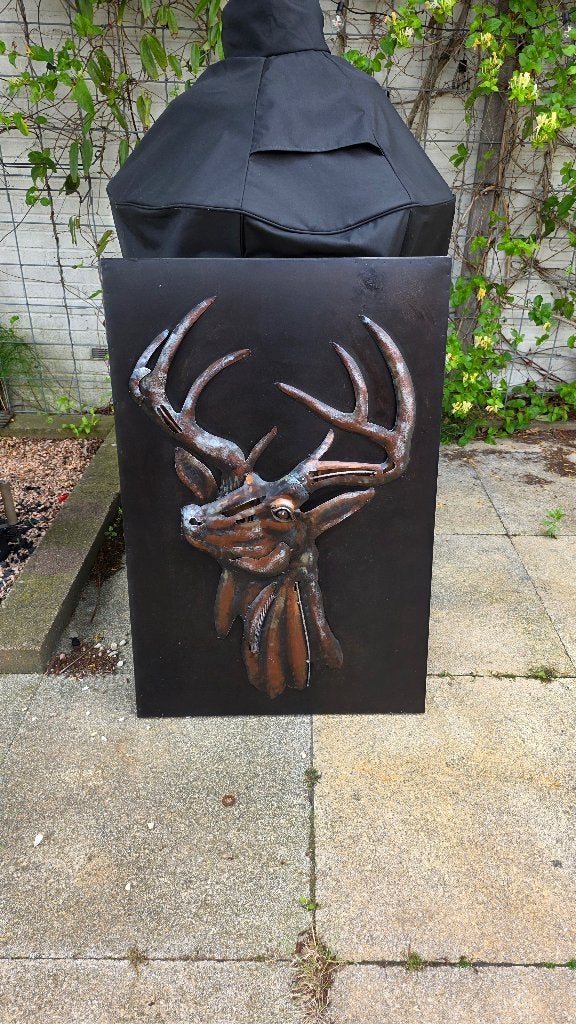 Metalen 3D Wanddecoratie Hertenkop - 60x90 cm, Ophalen, Metaal, Gebruikt, Industrieel