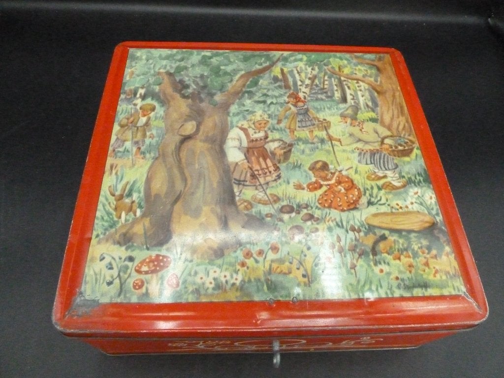 Grote vintage koektrommel van Melle, Ophalen of Verzenden, Zo goed als nieuw, Koek(jes), Overige merken