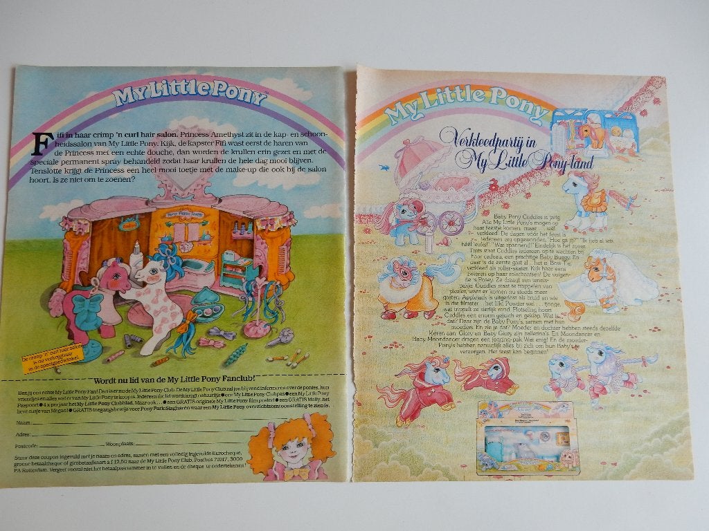 My Little Pony, 2 x reclame uit tijdschriften 1986 -'88., Ophalen of Verzenden, 1980 tot heden, Nederland, Knipsel(s)